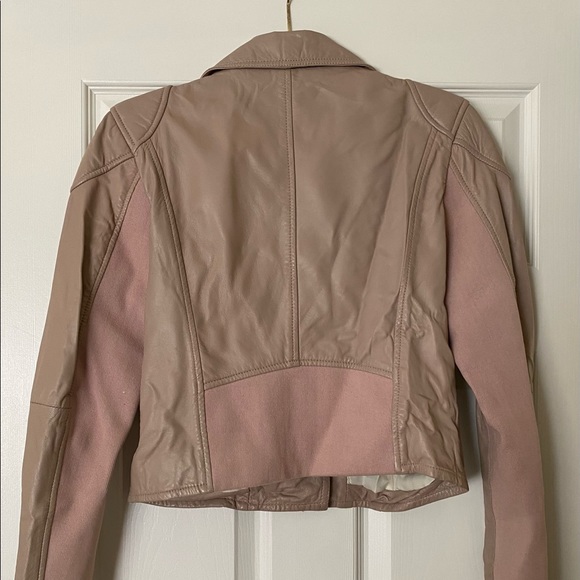SuperDry Women’s Size Large Leather Jacket, Pink/Beige color - Picture 3 of 8